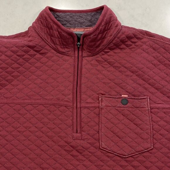 Eddie Bauer Mens XLT Fortify Quilted 1/4 Zip Sweatshirt Maroon Sweater Pocket - Picture 5 of 10